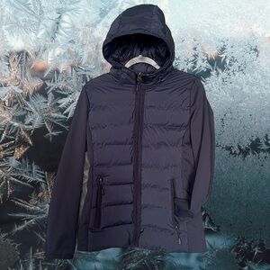 Navy Zip Up Hooded Puffy Jacket